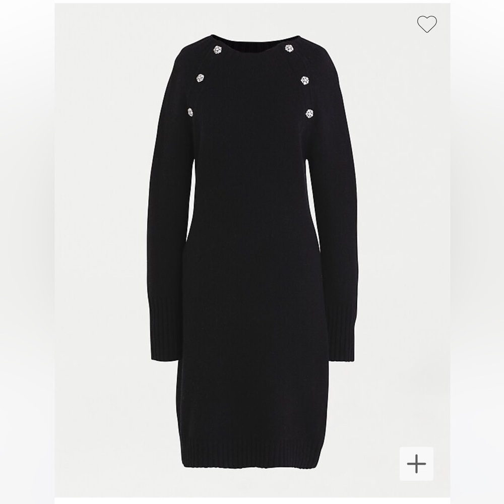 NWT J. Crew Jewel-shoulder BLACK sweater-dress MEDIUM